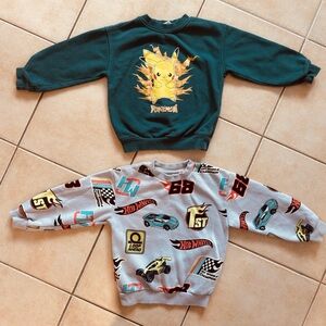 H&M sweatshirts Pikachu and Hot Wheels kids size 4-6